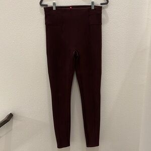 Spanx Merlot Faux Suede Shaping Ankle Leggings
